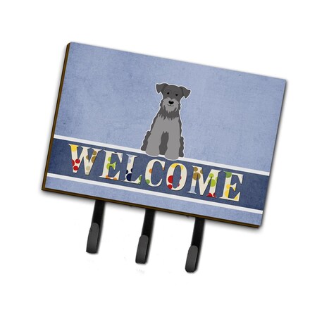 Carolines Treasures Miniature Schanuzer Black Silver Welcome Leash or Key Holder BB5633TH68